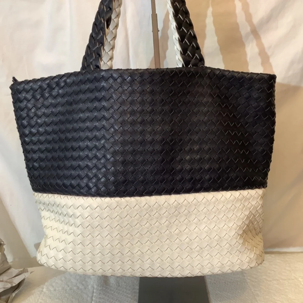 EUC Christian Lacroix navy white tote bag